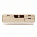 Wooden TV stand with storage drawers and cable management 120 x 40 x 45cm