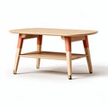 Wooden coffee table with lower shelf and metal accents in natural finish 90 x 60 x 40cm