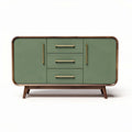 Mid-century modern sideboard with green cabinet and wood legs 120 x 40 x 75cm