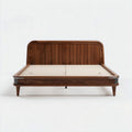 Wooden bed frame with headboard and slatted base in brown 200 x 160 x 30cm