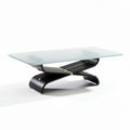 Glass coffee table with black and gold metal base 150 x 80 x 40cm