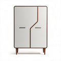Wooden storage cabinet with white finish and tapered legs 80 x 40 x 100cm
