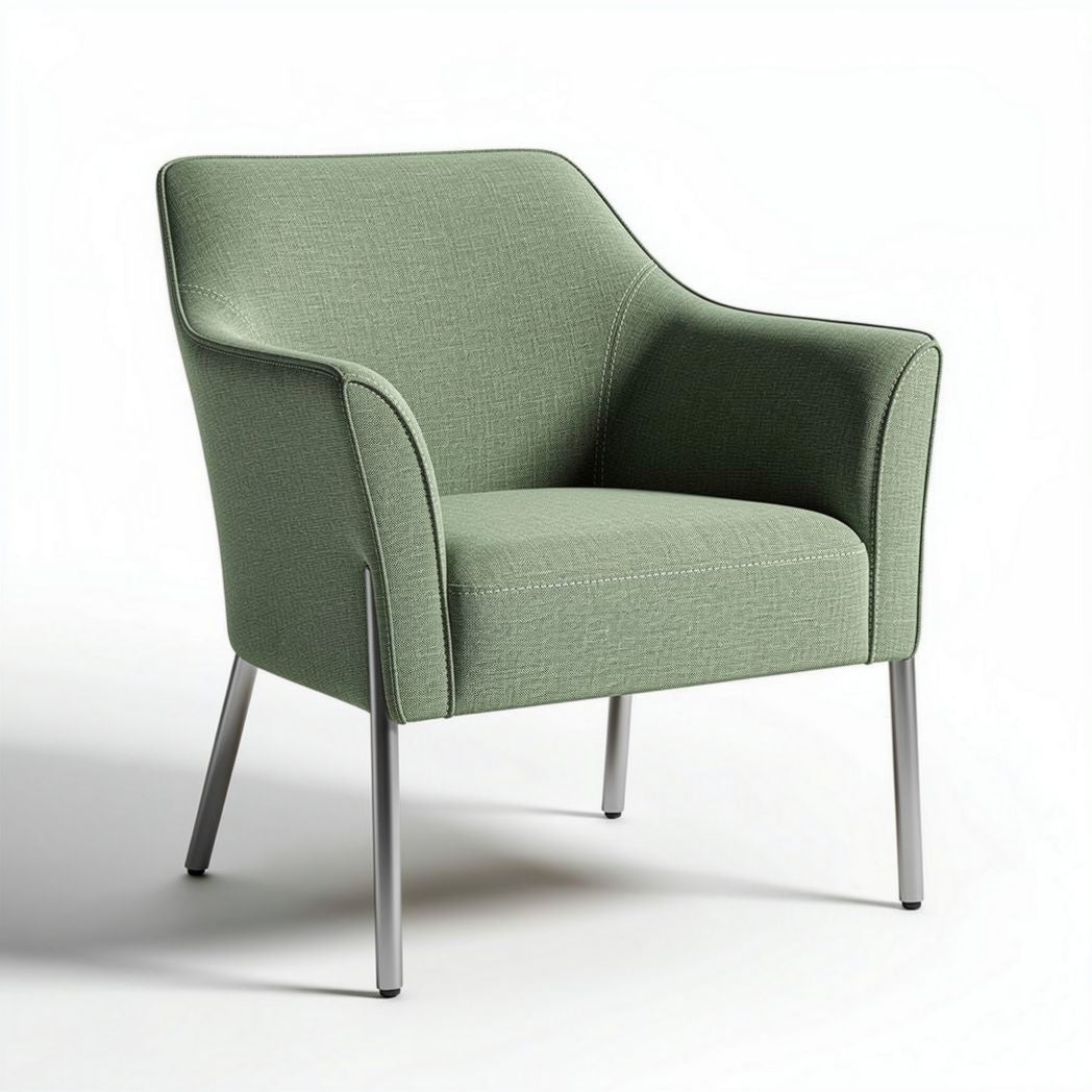Green fabric accent chair with metal legs 75 x 70 x 80cm