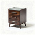 Wooden nightstand with three drawers and metal accents 45 x 40 x 60cm